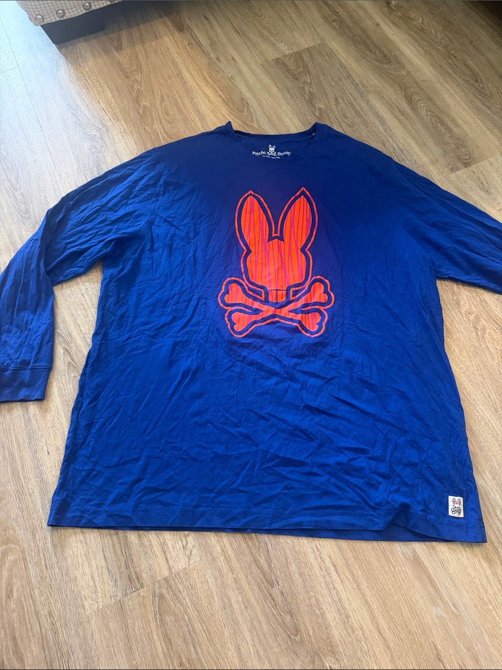 Psycho Bunny Kids Royal Blue Long-Sleeve Tee with Bright Orange Logo